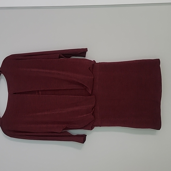 WHBM Metallic Ruby 3/4 Dolan Sleeve Dress - Picture 4 of 16